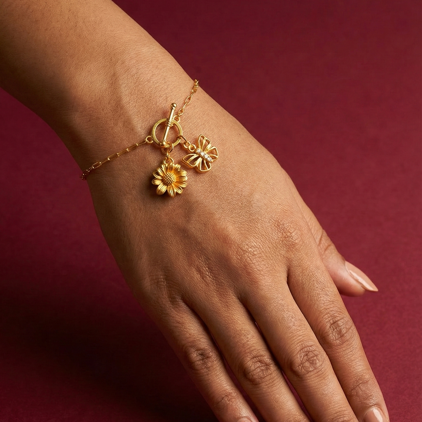 Golden Sunflower Silver Charm