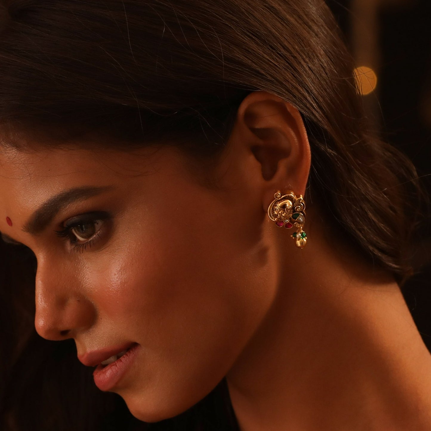 Peacock Simple Silver Drop Earrings