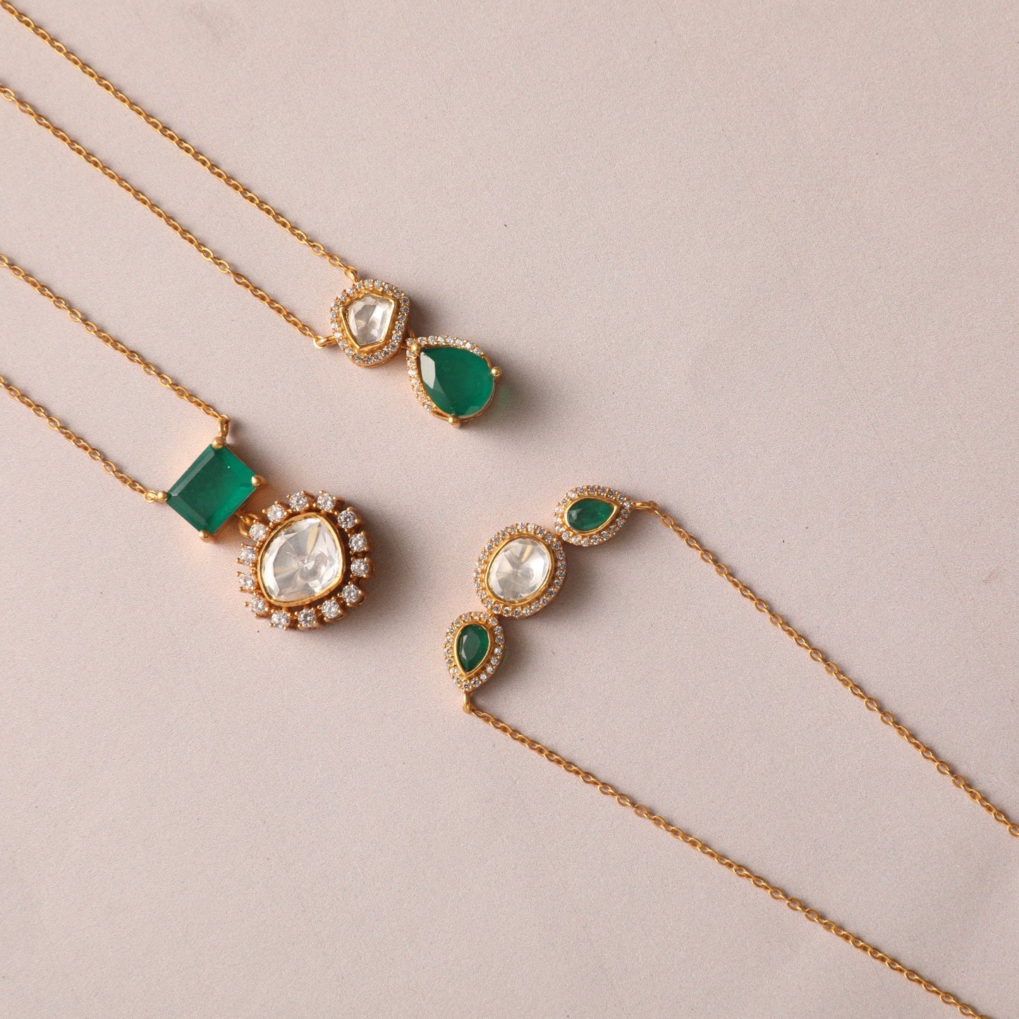 Graceful Green Moissanite Silver pendant Necklace