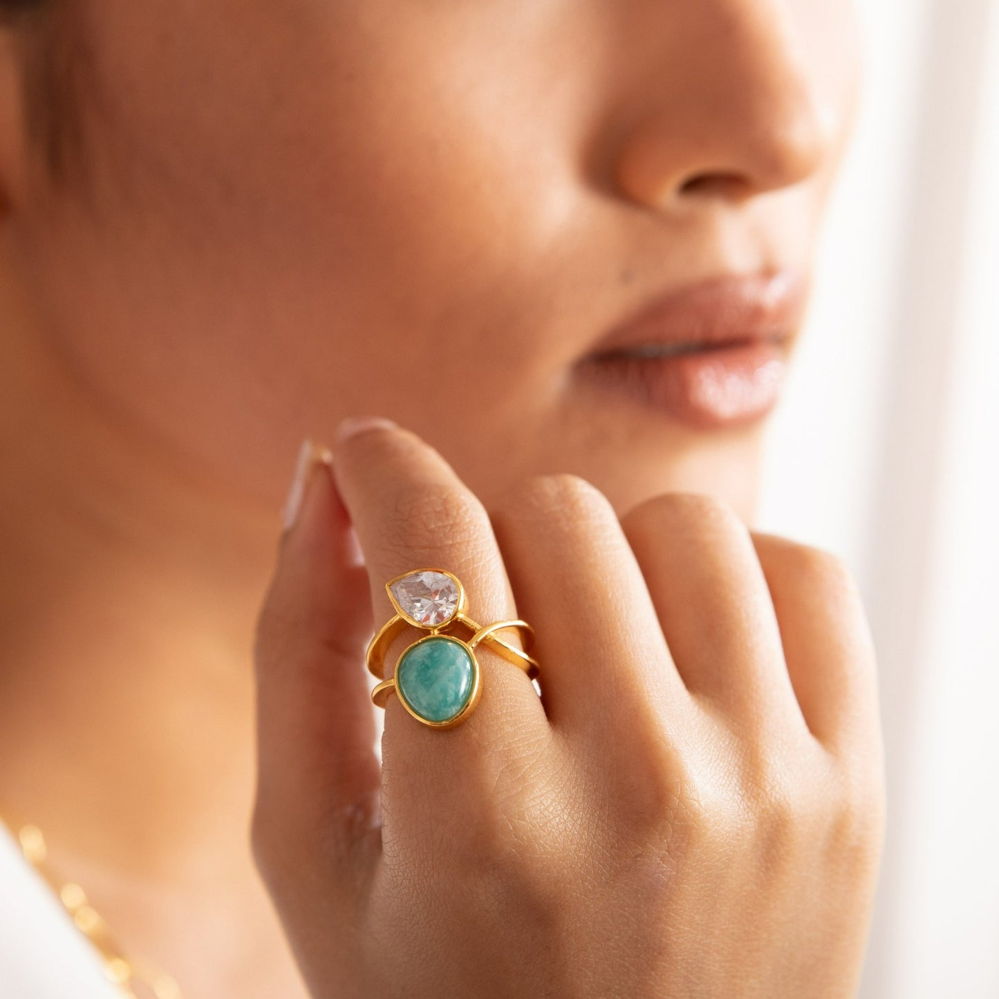 Moroccan Blue Dual Stone Silver Ring