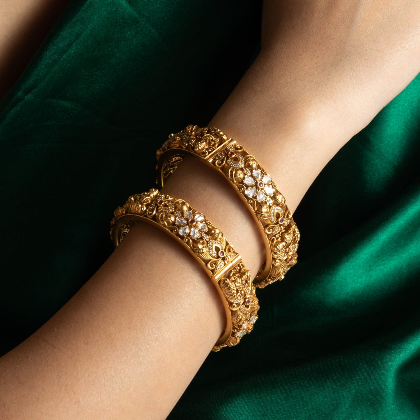 Padma Antique Lakshmi Silver Bangles