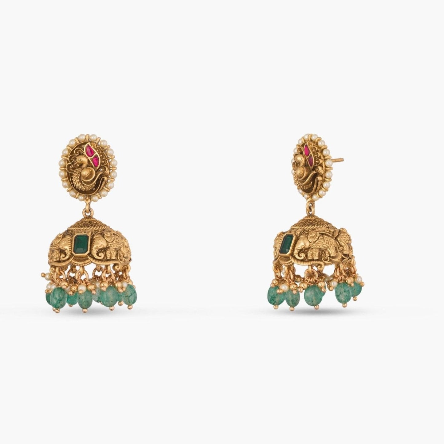 Amala Antique Silver Jhumkas