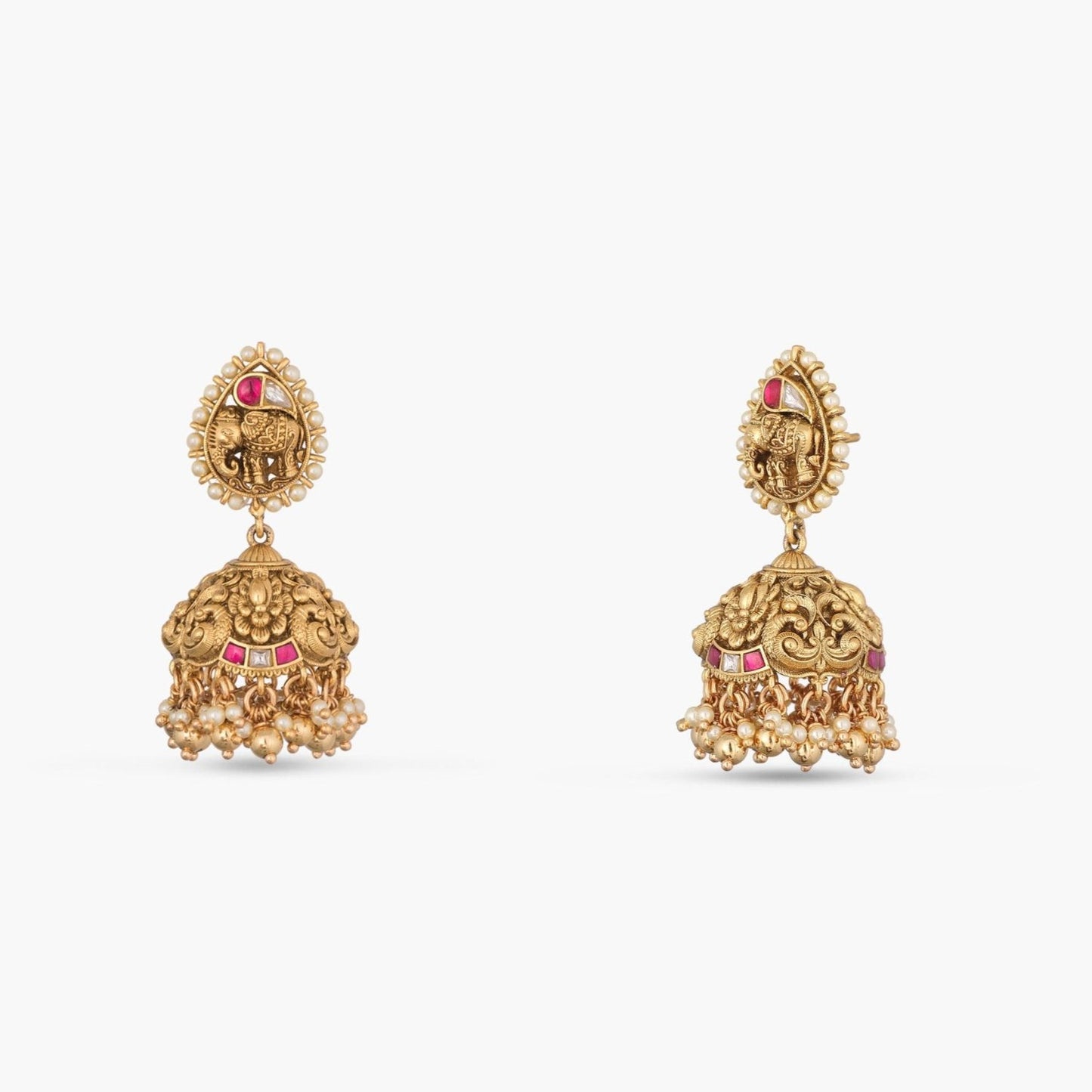 Viraaj Antique Silver Jhumkas