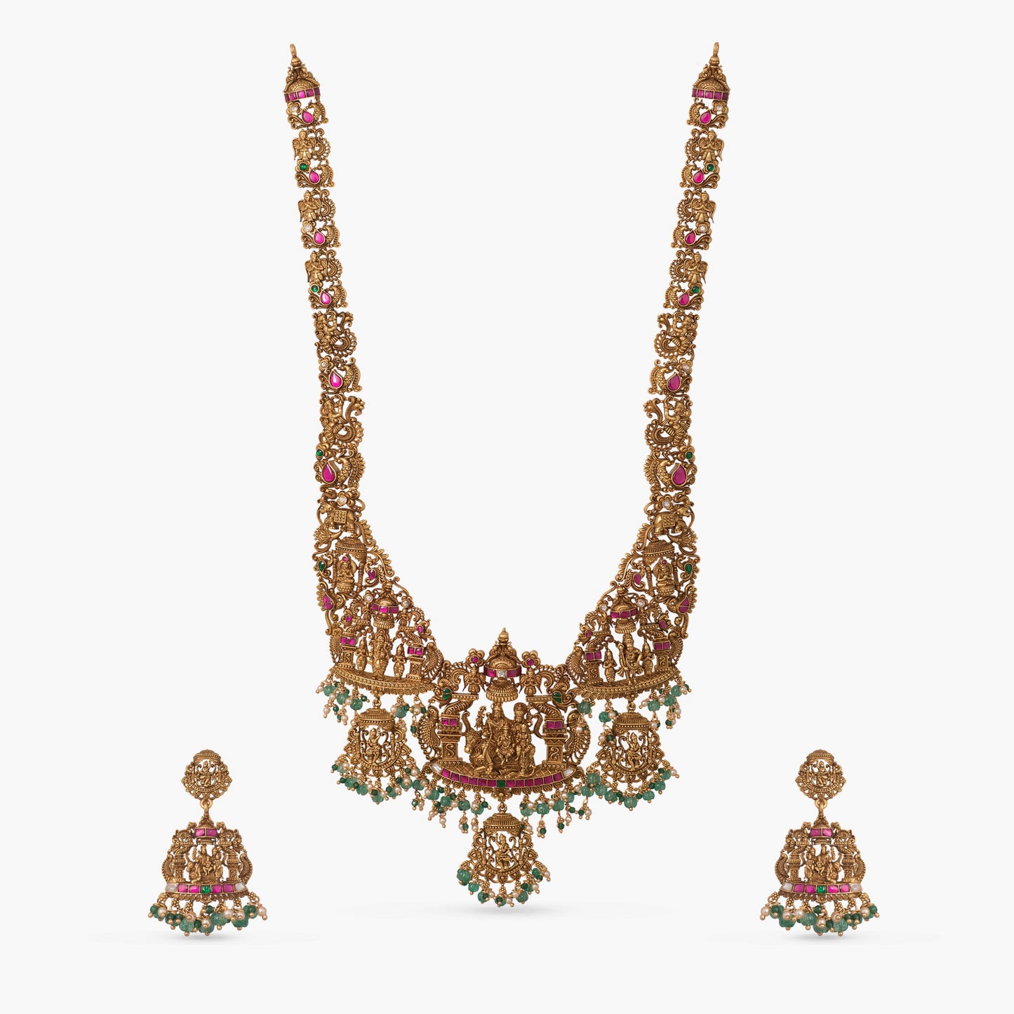 Ananta Shiv Parivar Antique Temple Silver Necklace Set
