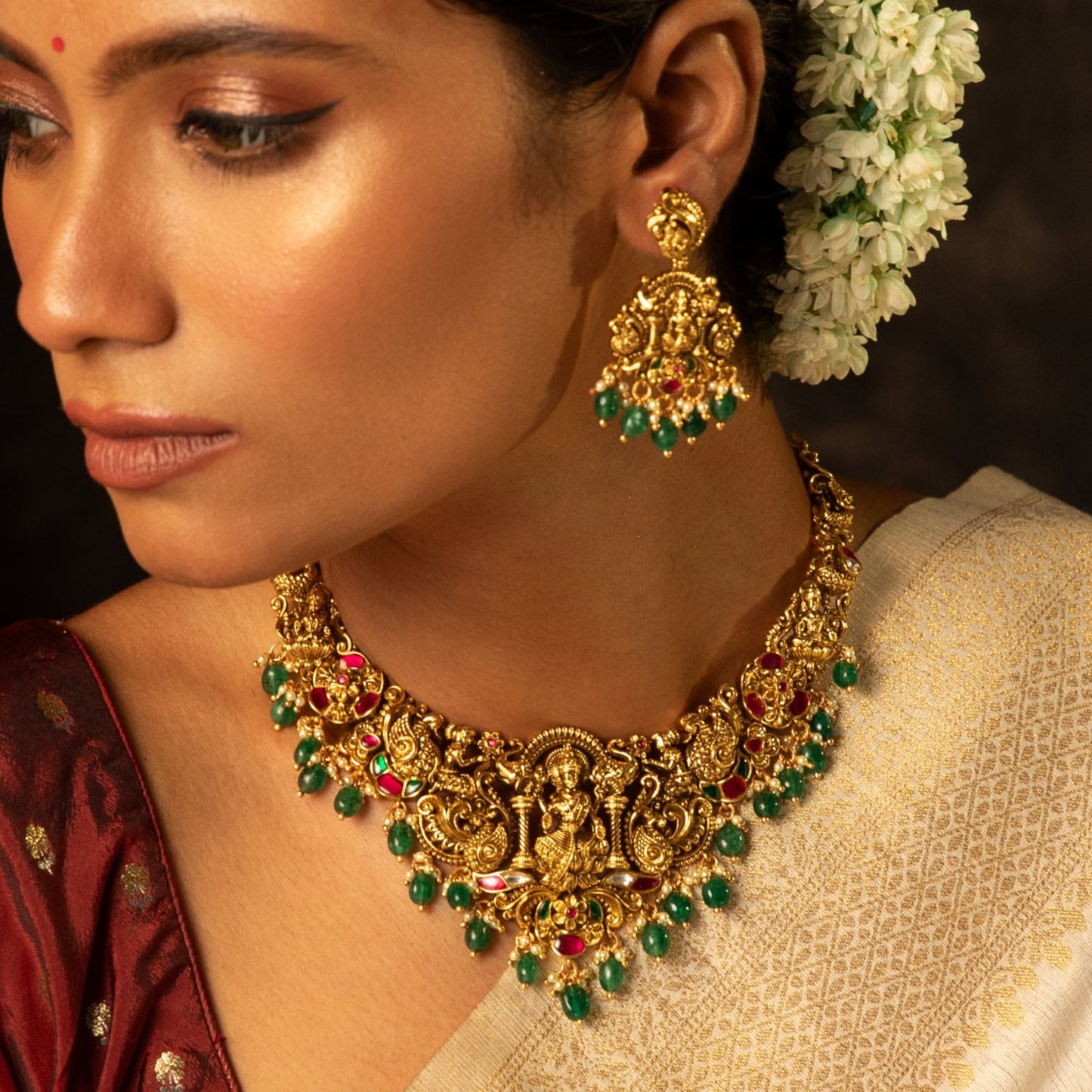 Shree Antique Temple Necklace Set