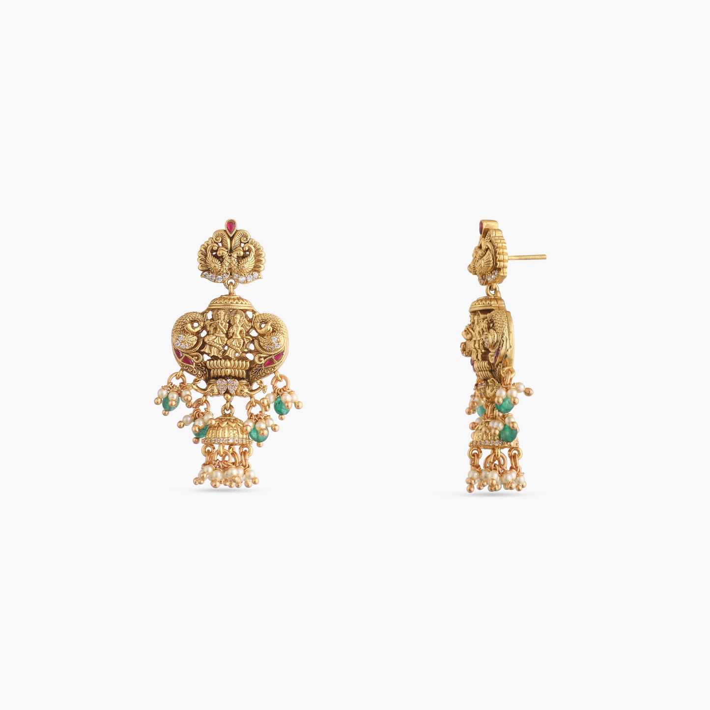 Murli Antique Temple Silver Necklace Set
