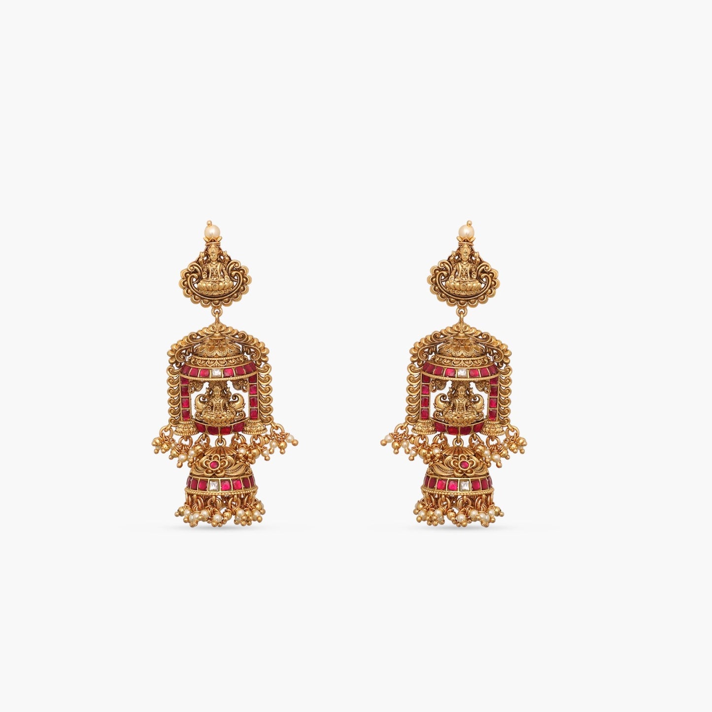 Laxmi Kempu Antique Nakshi Silver Necklace Set