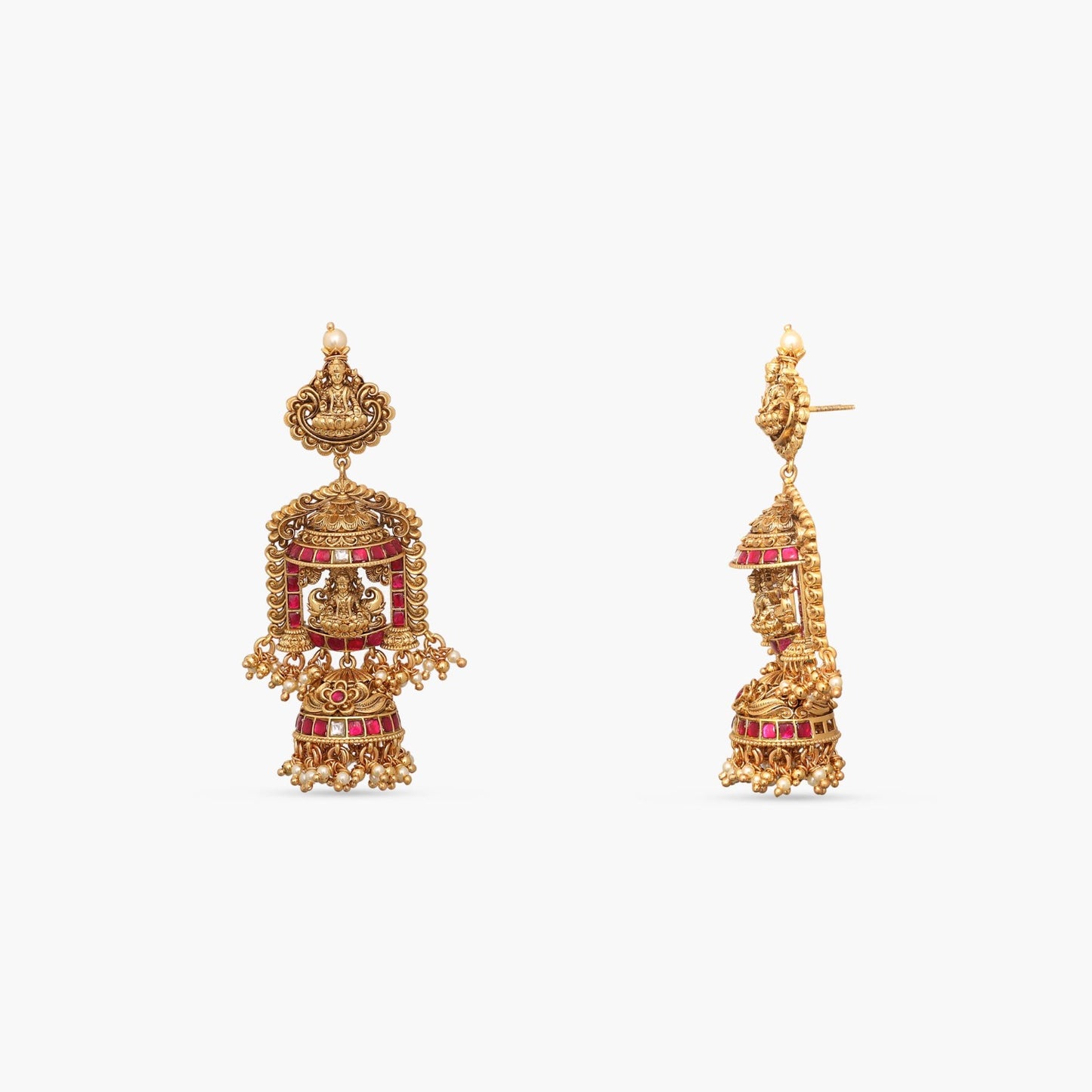 Laxmi Kempu Antique Nakshi Silver Necklace Set