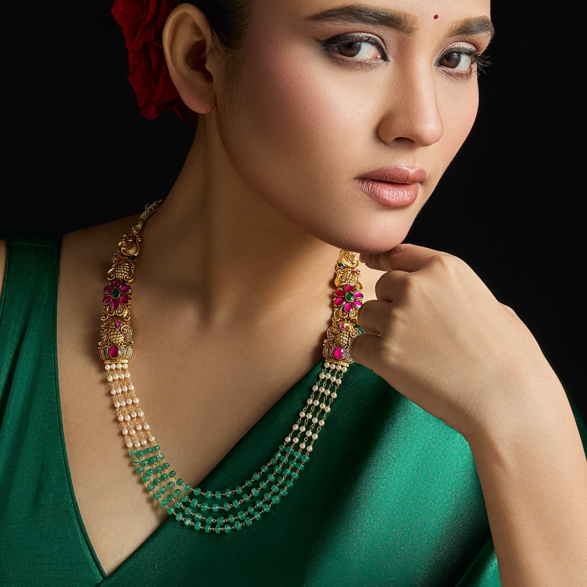 Ratna Antique Pearl Silver Necklace