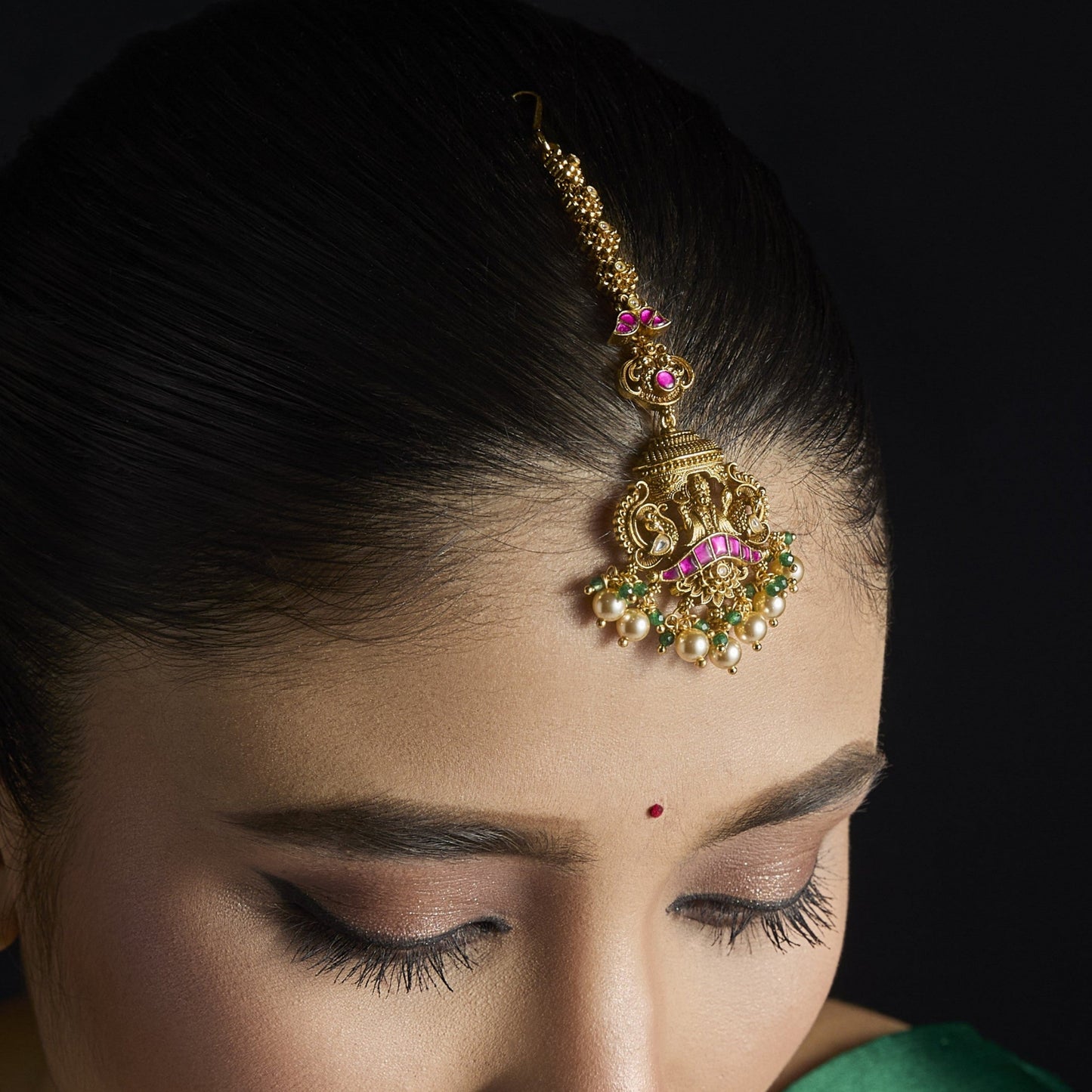 Sharada Pearl Lakshmi Silver Maang Tikka