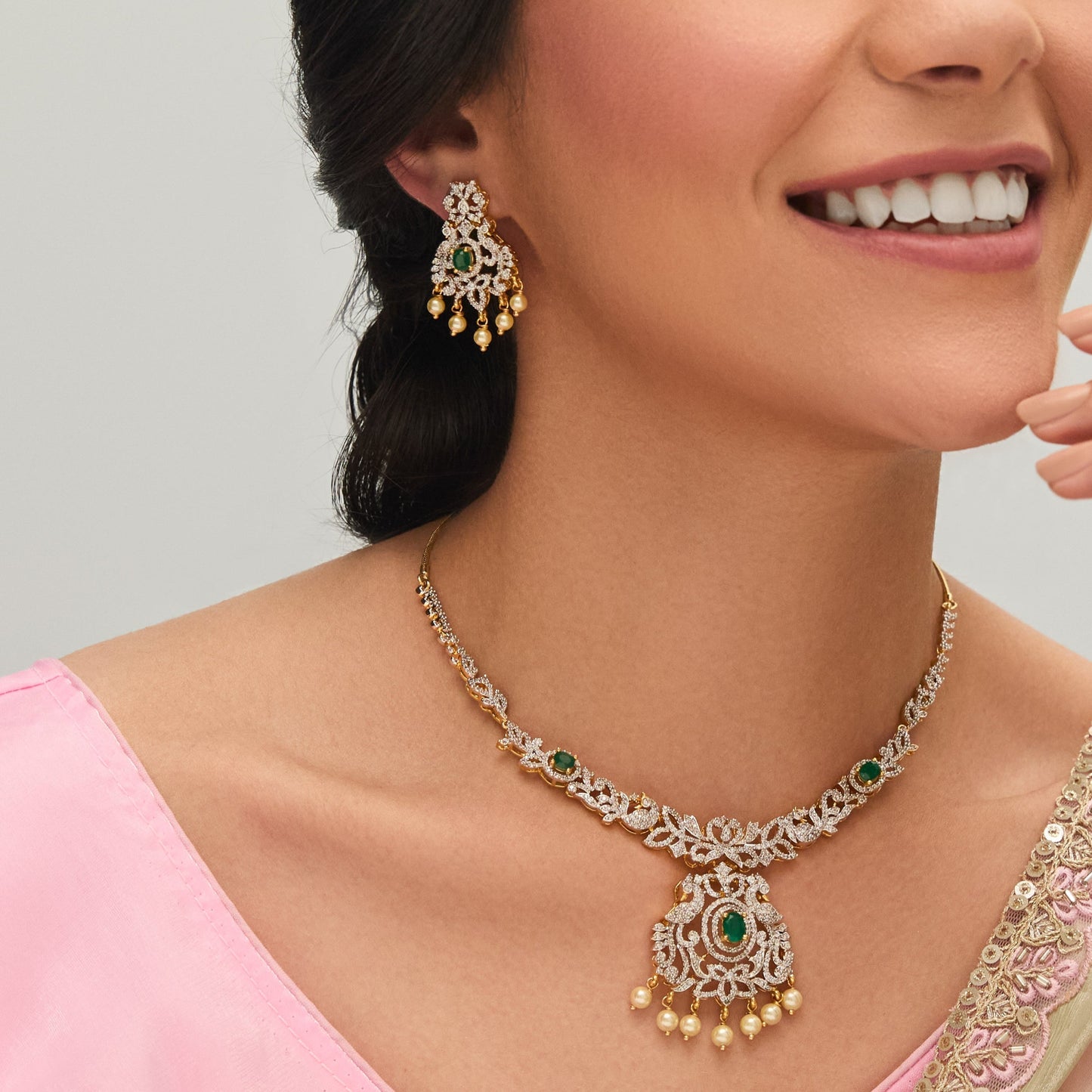 Ankur CZ Silver Necklace Set