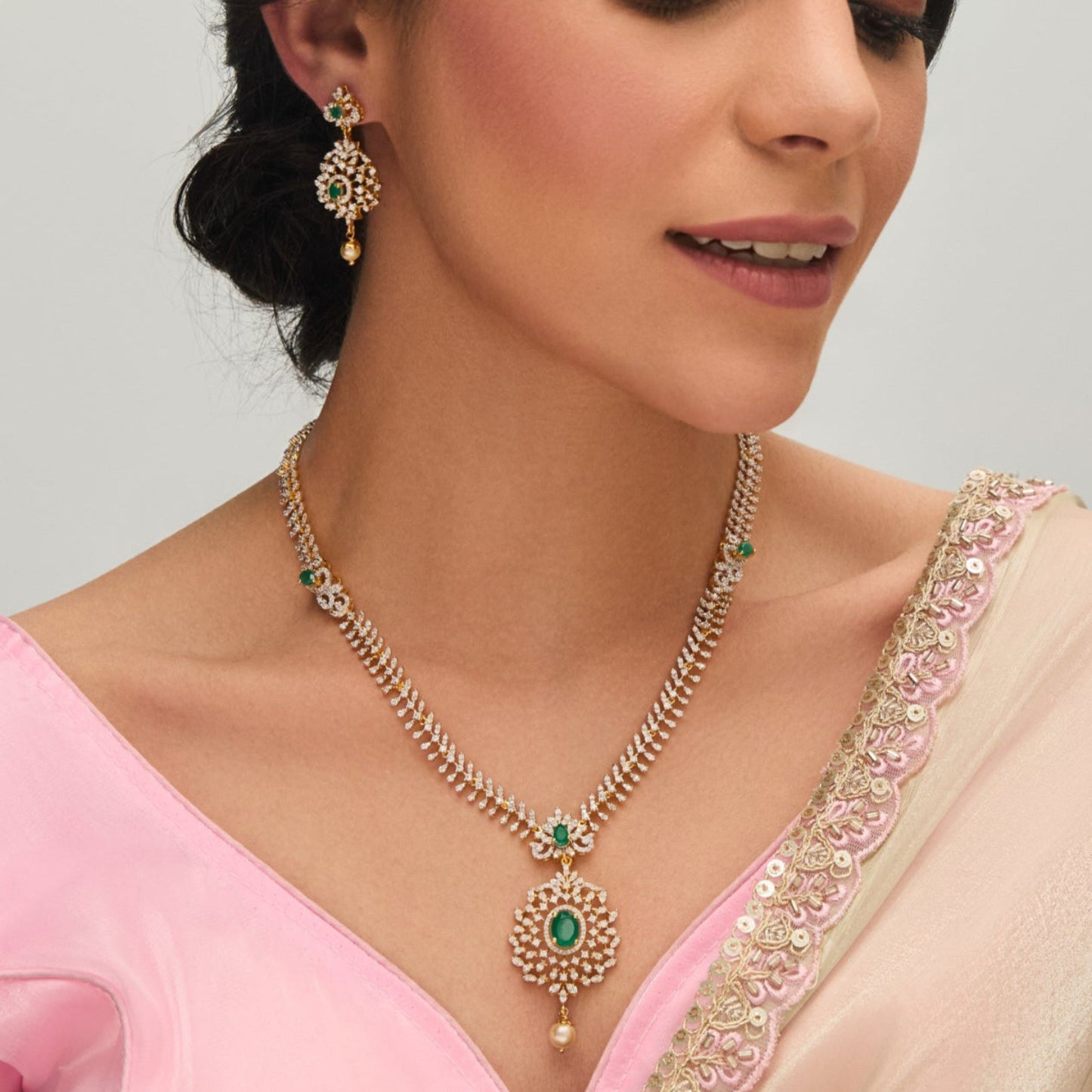 Arnit CZ Silver Necklace Set