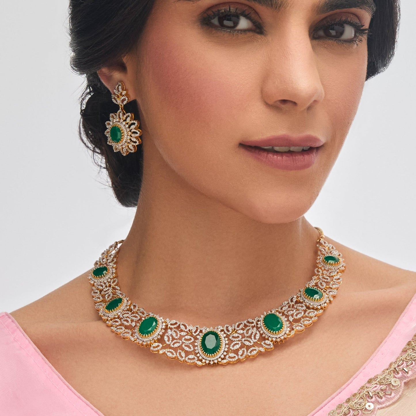 Urvi Modern CZ Silver Necklace Set
