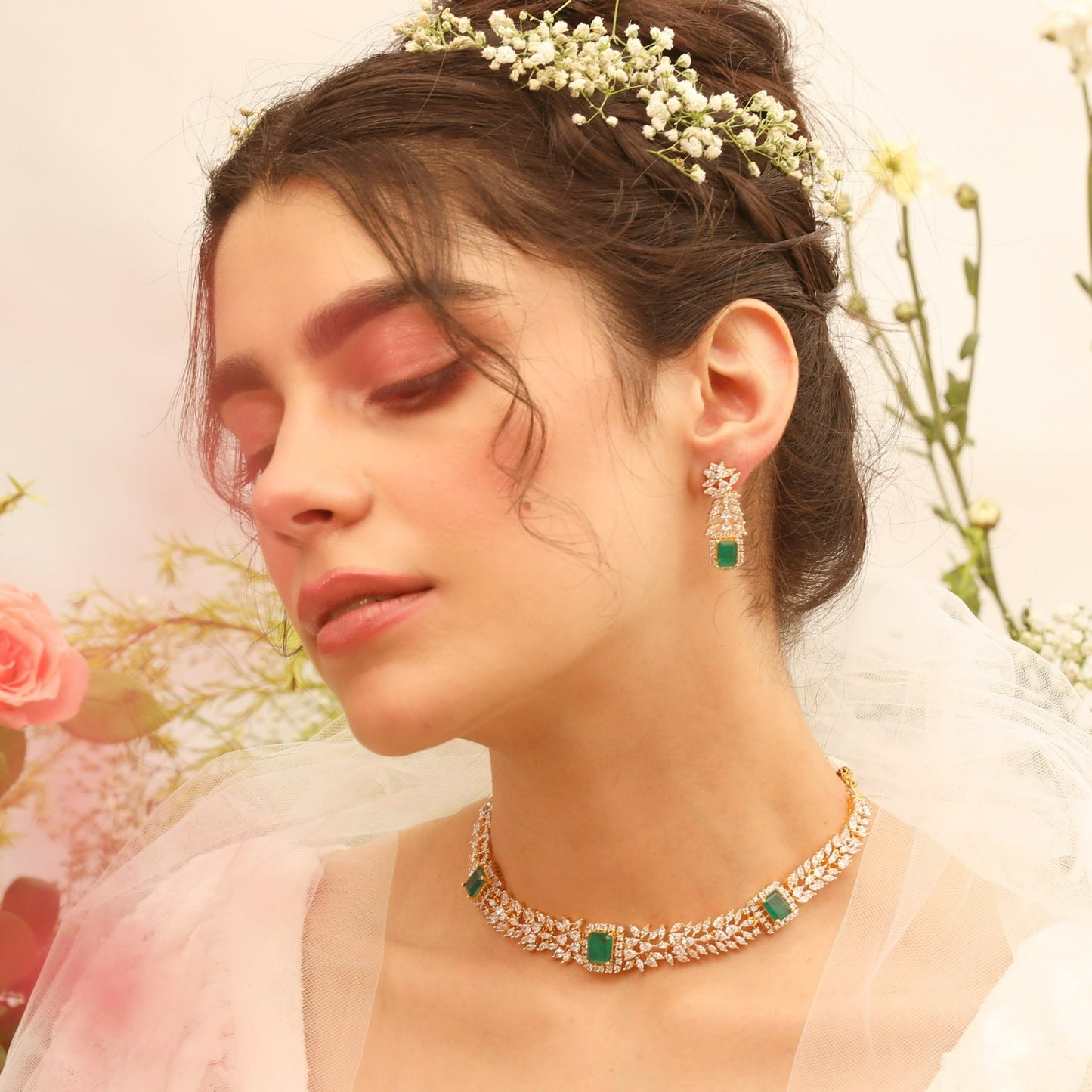 Gloin CZ Silver Necklace Set