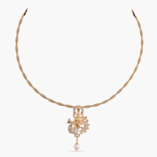 Padmavati CZ Gold Plated Silver Pendant Necklace