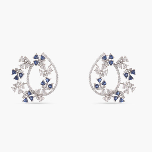 Floral Wreath CZ Silver Earrings