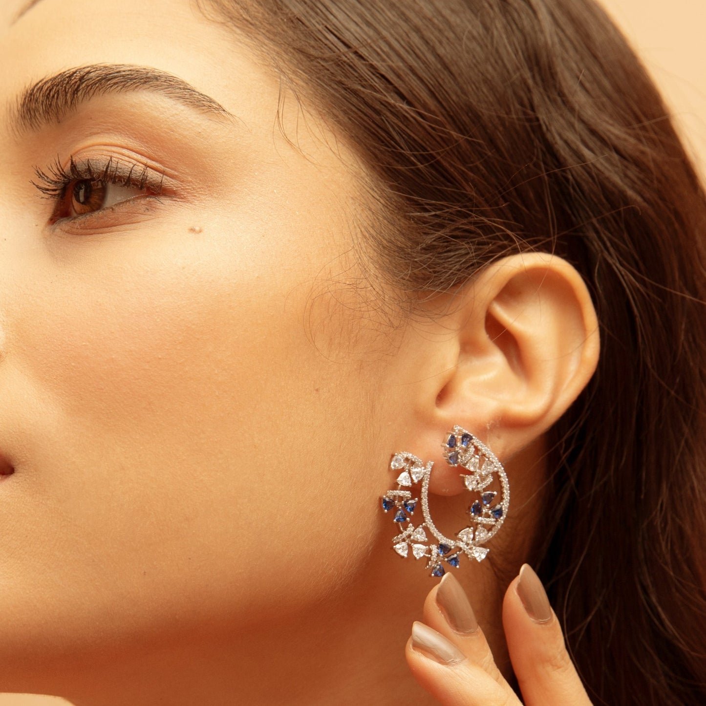 Floral Wreath CZ Silver Earrings