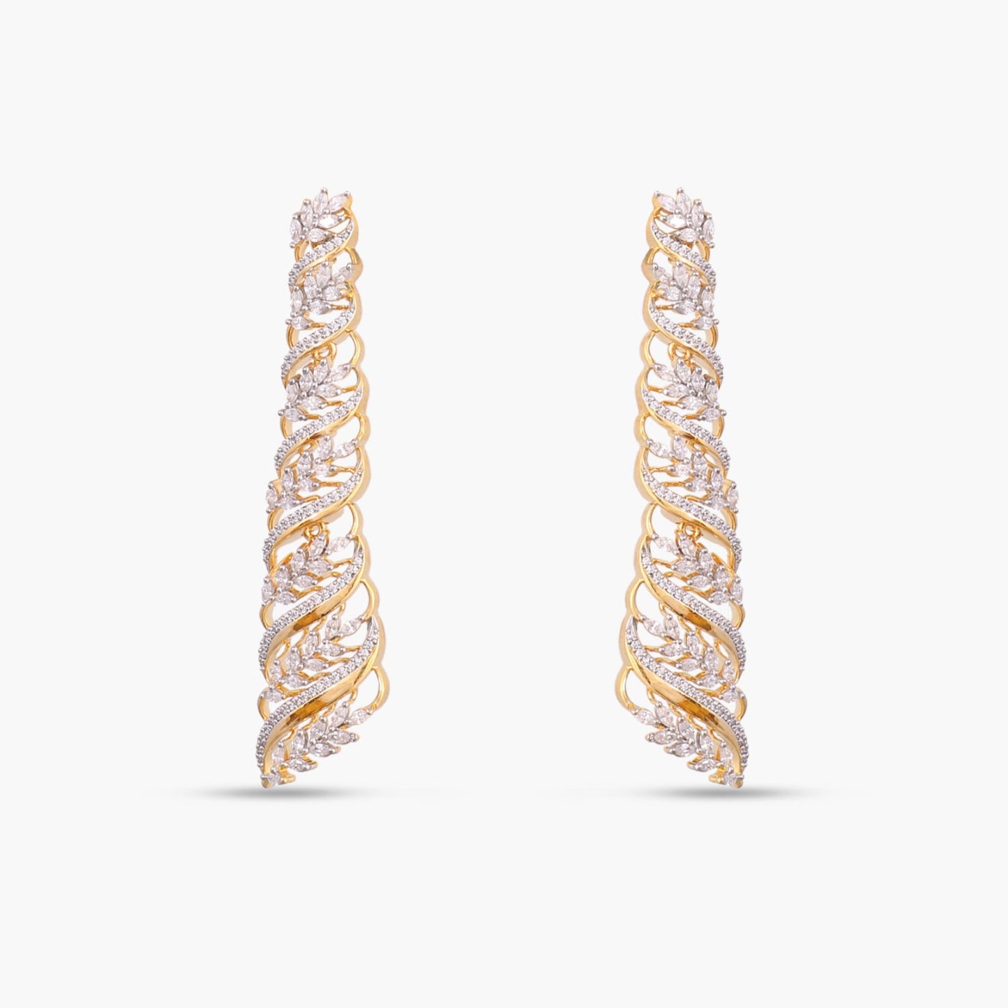 Dancing Leaf CZ Silver Cocktail Drop Earrings