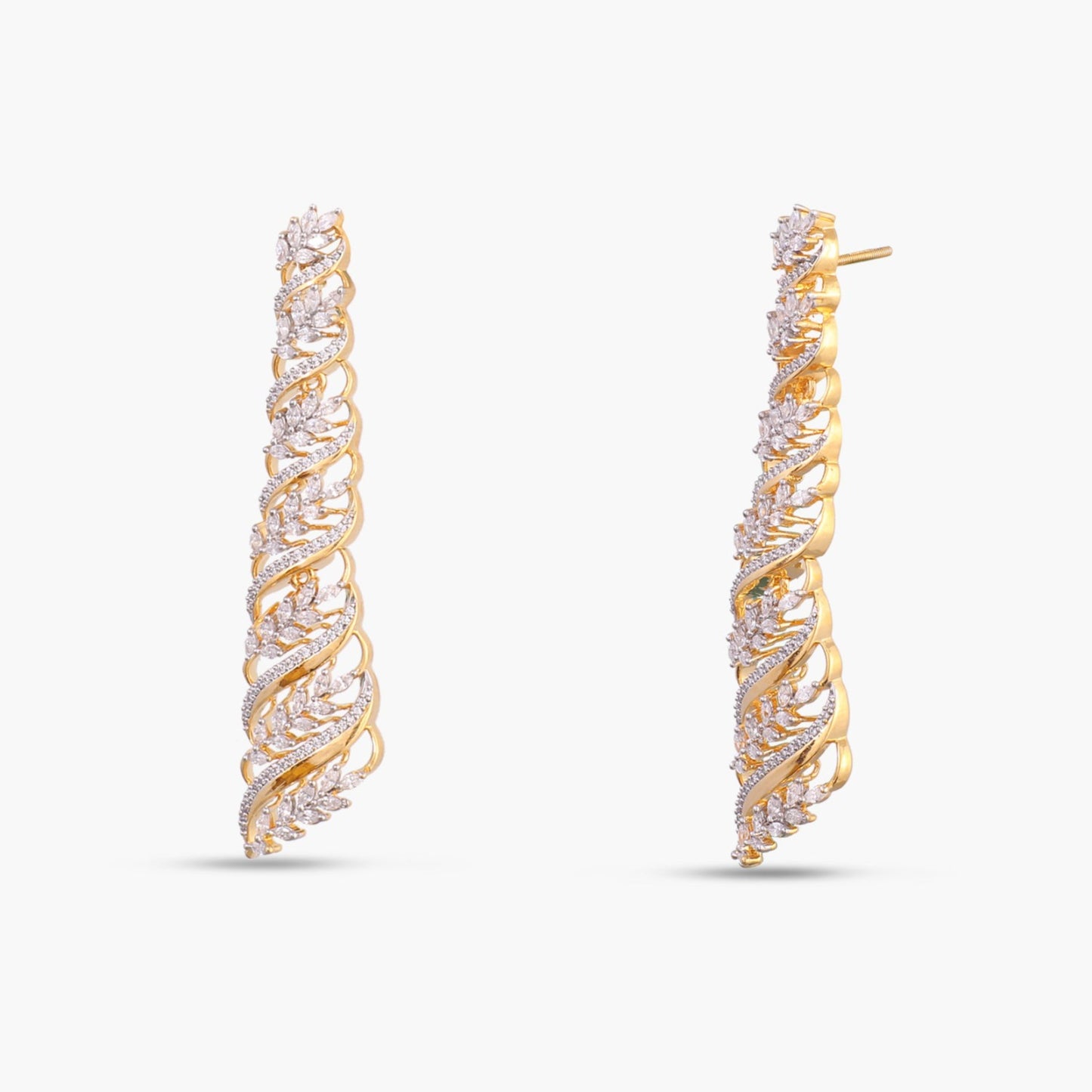Dancing Leaf CZ Silver Cocktail Drop Earrings