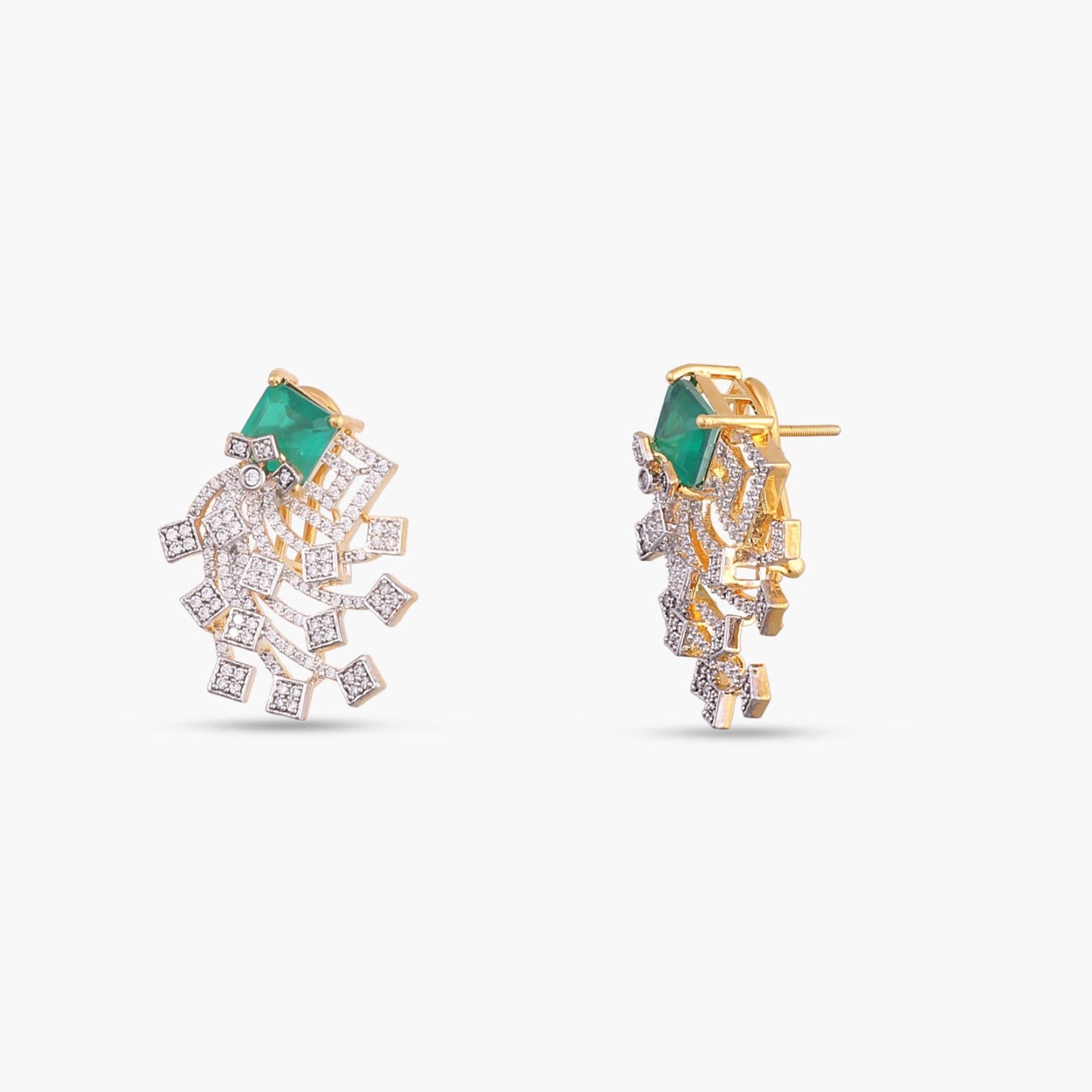 Emerald Majesty CZ Silver Earrings