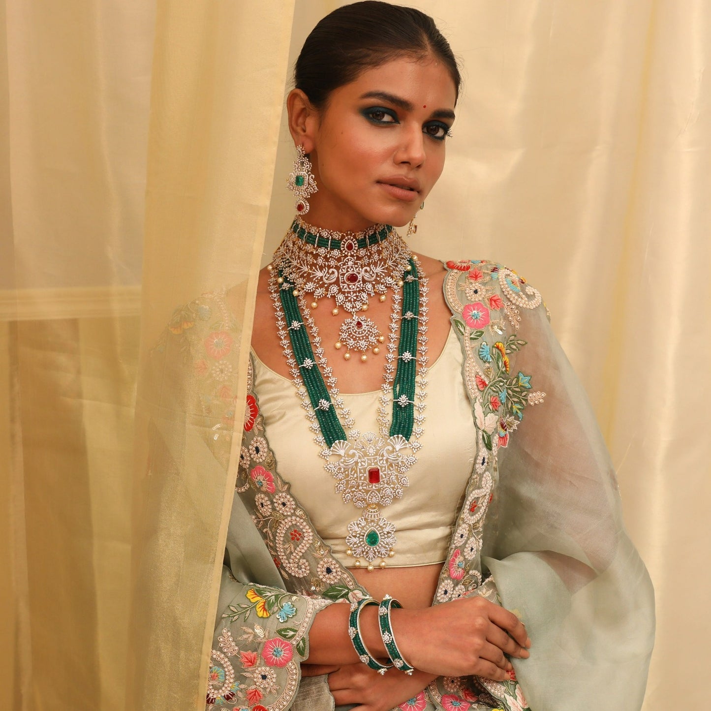 Ishani CZ Silver Bridal Set
