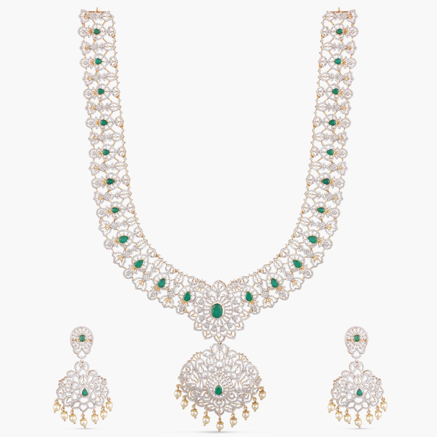 Ahana CZ Silver Necklace Set