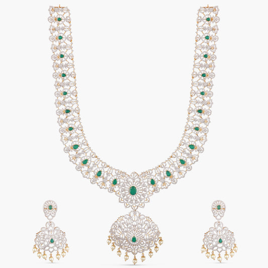 Ahana CZ Silver Necklace Set
