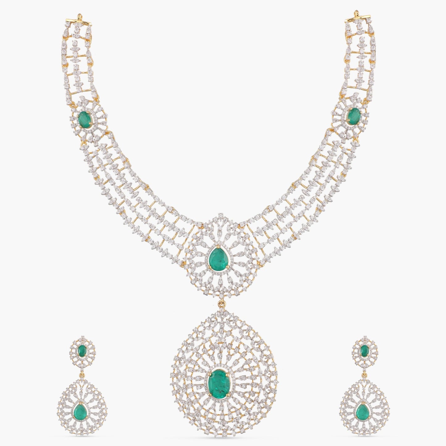 Rashi CZ Silver Necklace Set