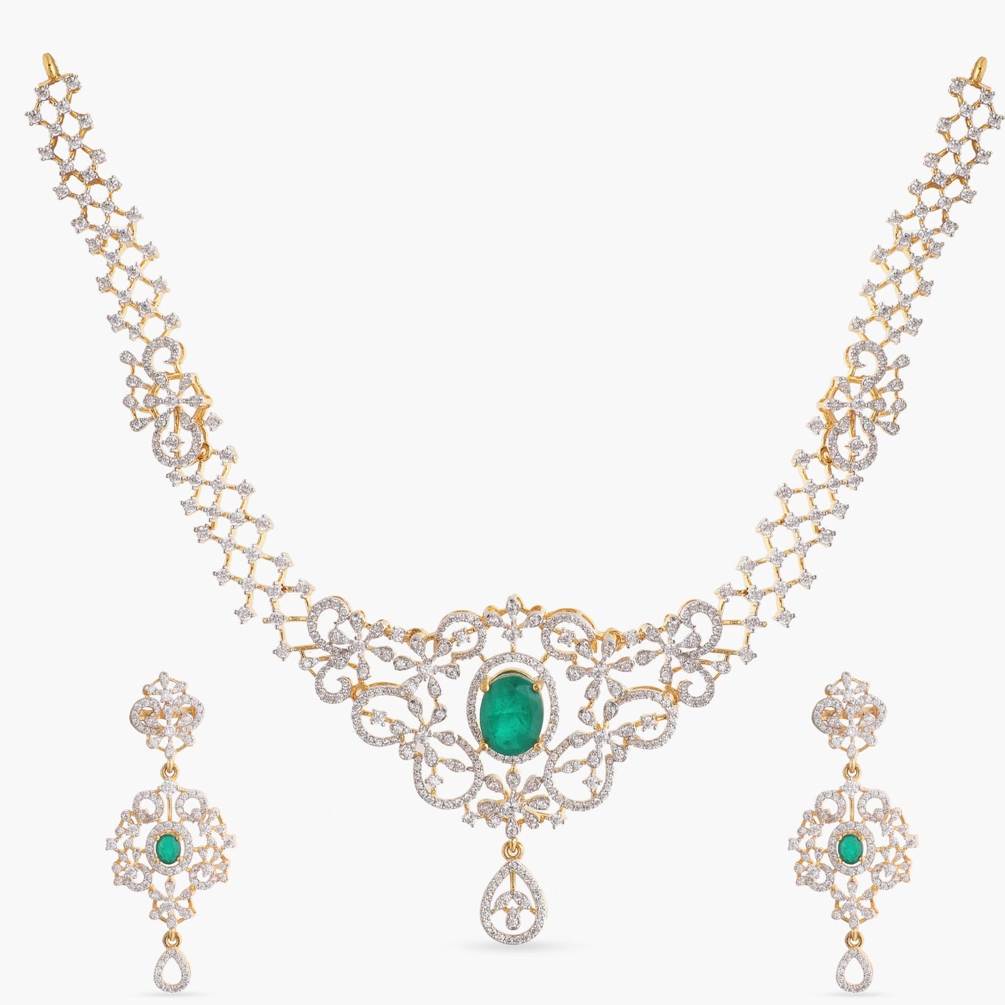 Daisy CZ Silver Necklace Set