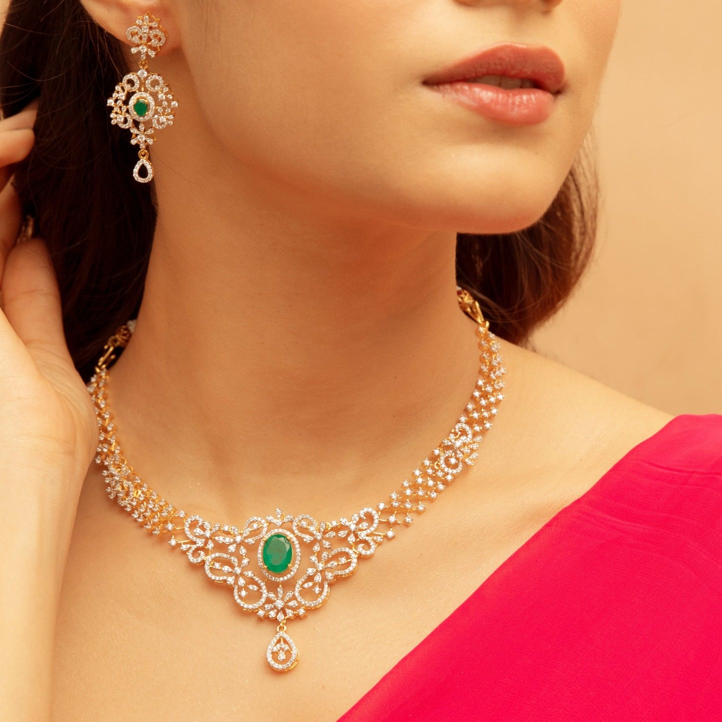 Daisy CZ Silver Necklace Set