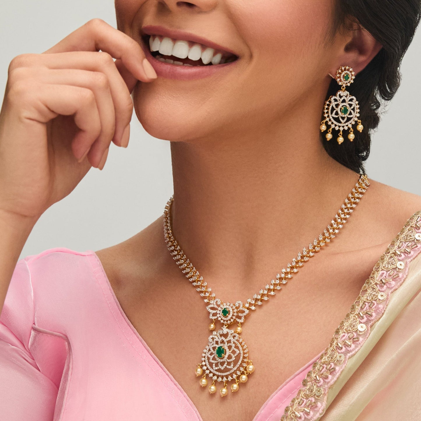 Jane CZ Silver Necklace Set