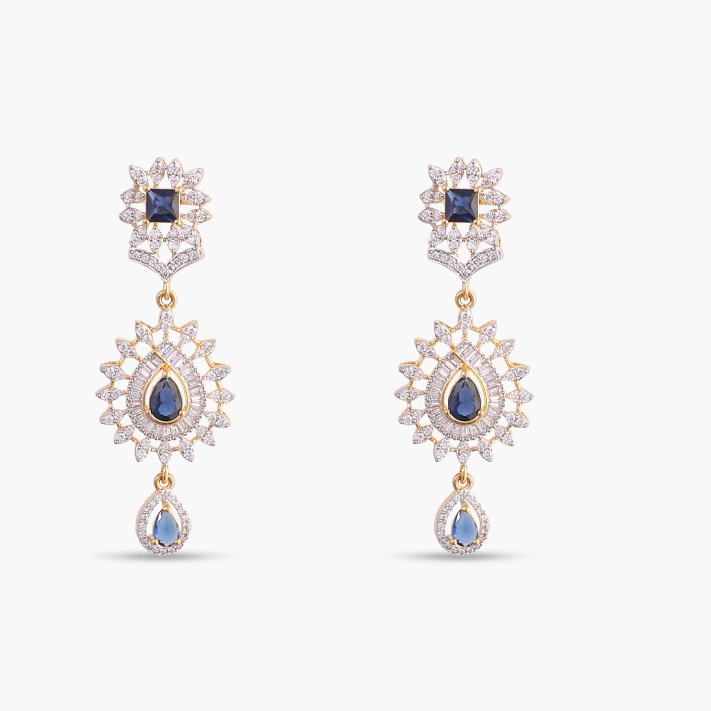 Sapphire Radiance Layered CZ Silver Necklace Set