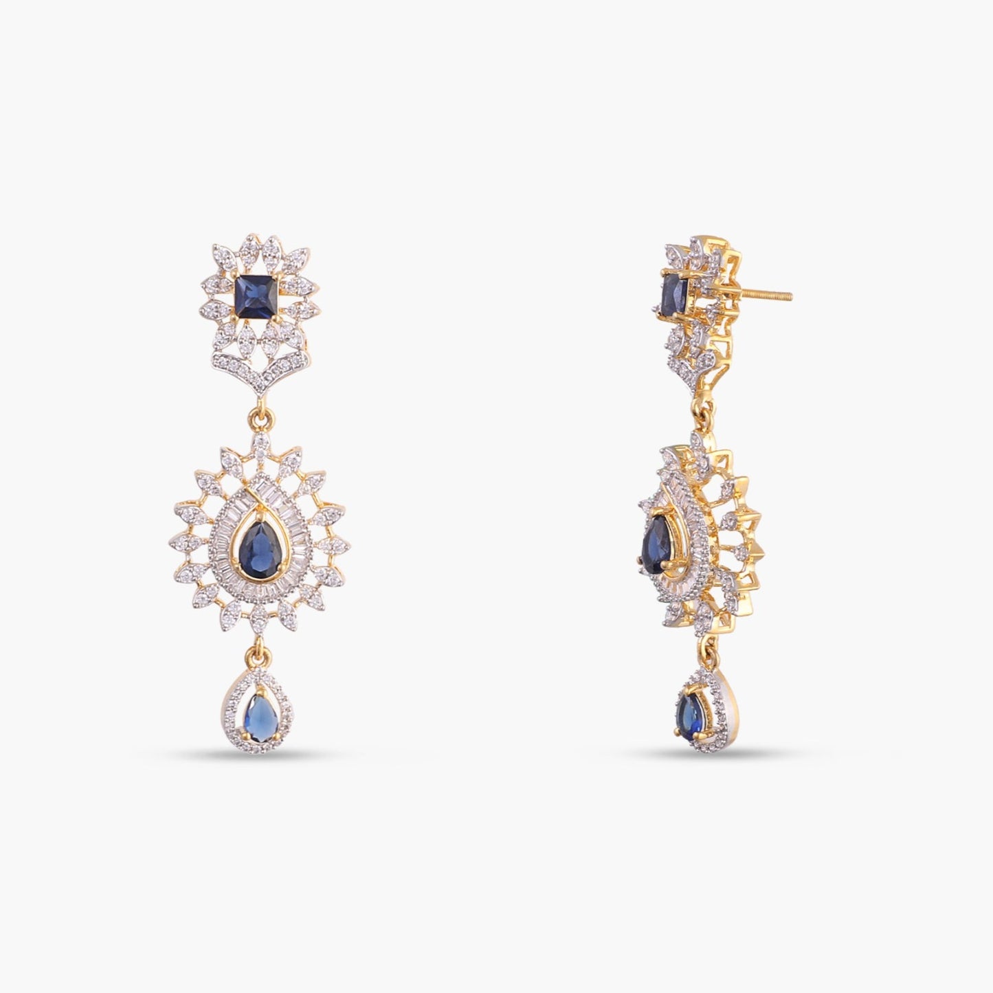 Sapphire Radiance Layered CZ Silver Necklace Set