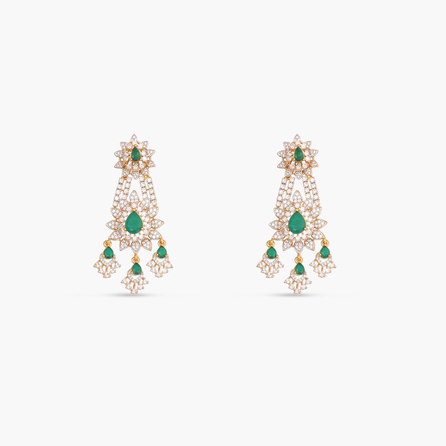 Zircons Adorned Blossoms CZ Silver Necklace Set