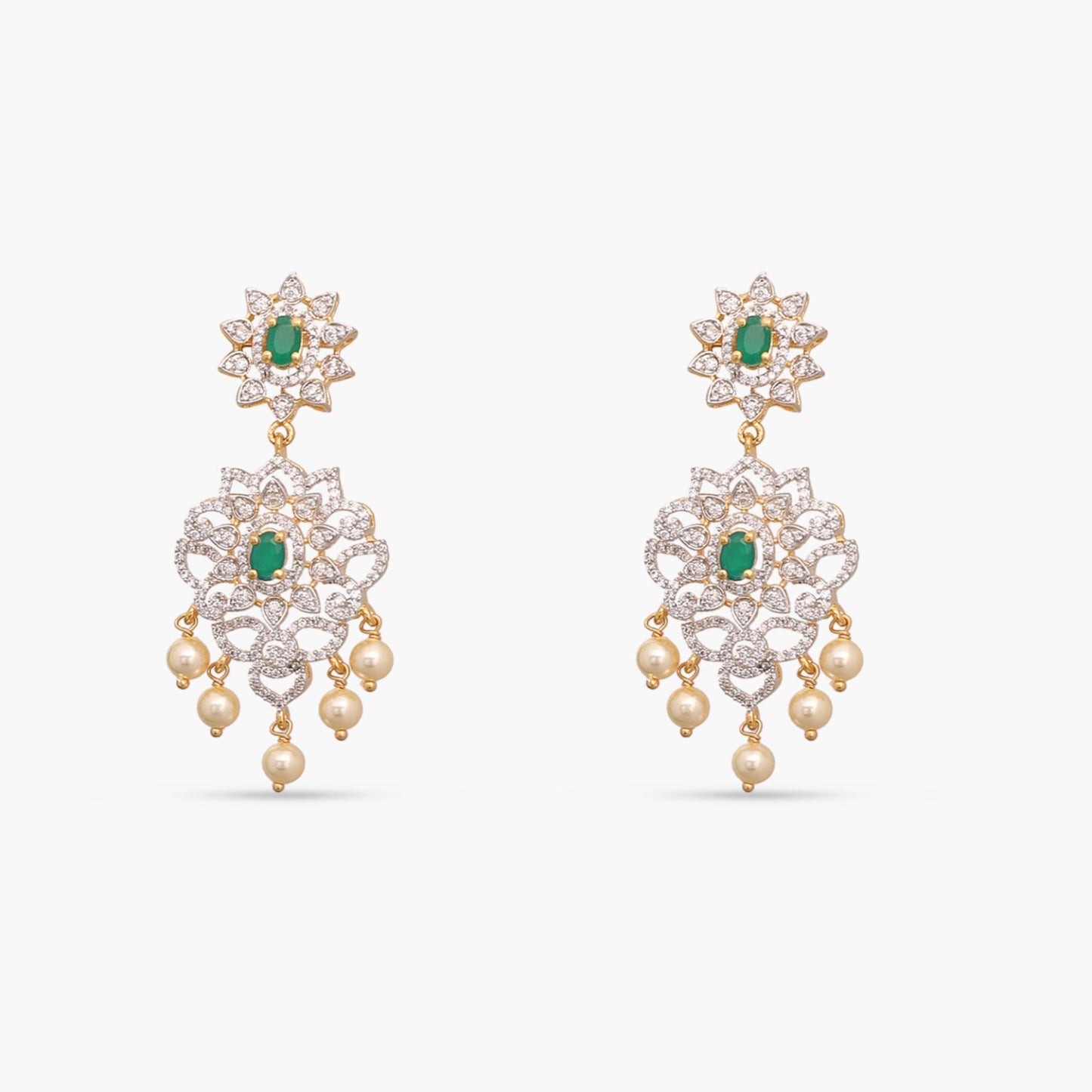 Palatial CZ Silver Necklace Set