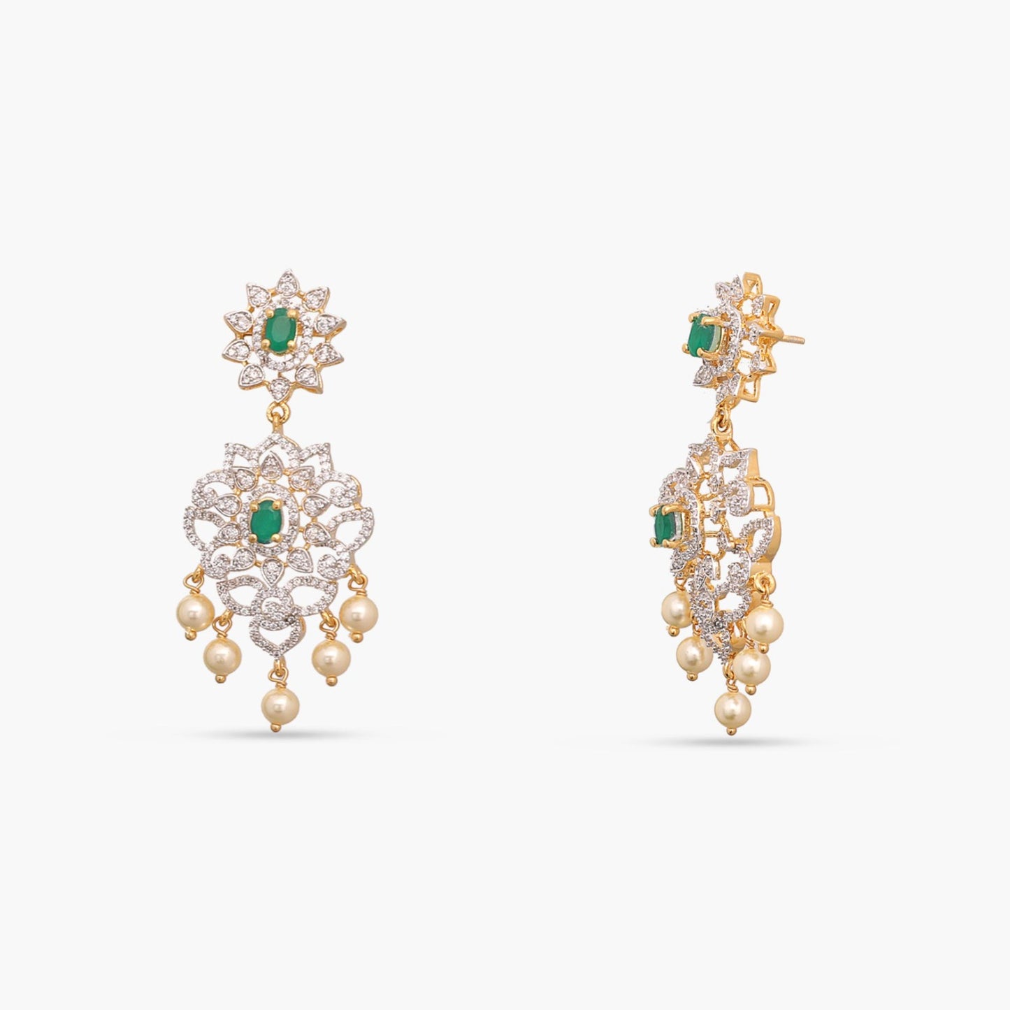 Palatial CZ Silver Necklace Set