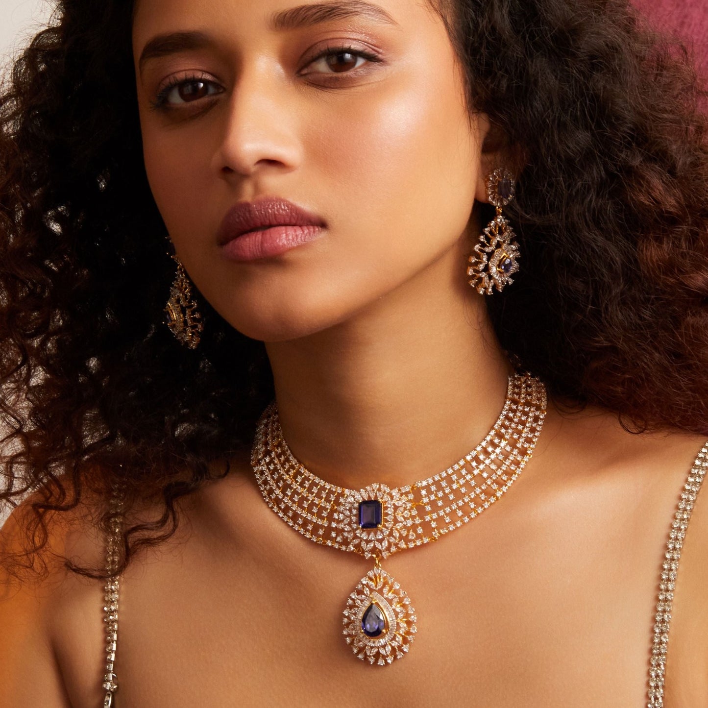 Star Shine CZ Silver Necklace Set