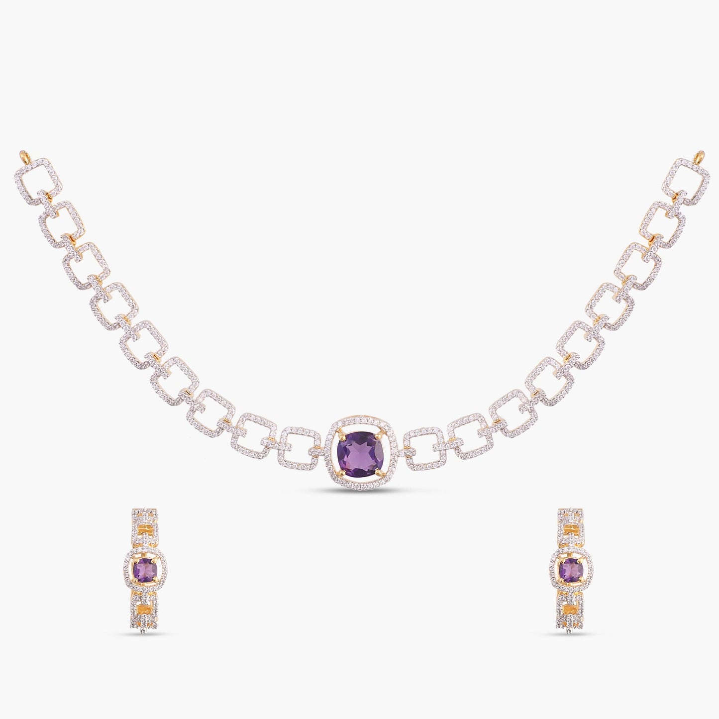 Blue Azure CZ Silver Choker Set
