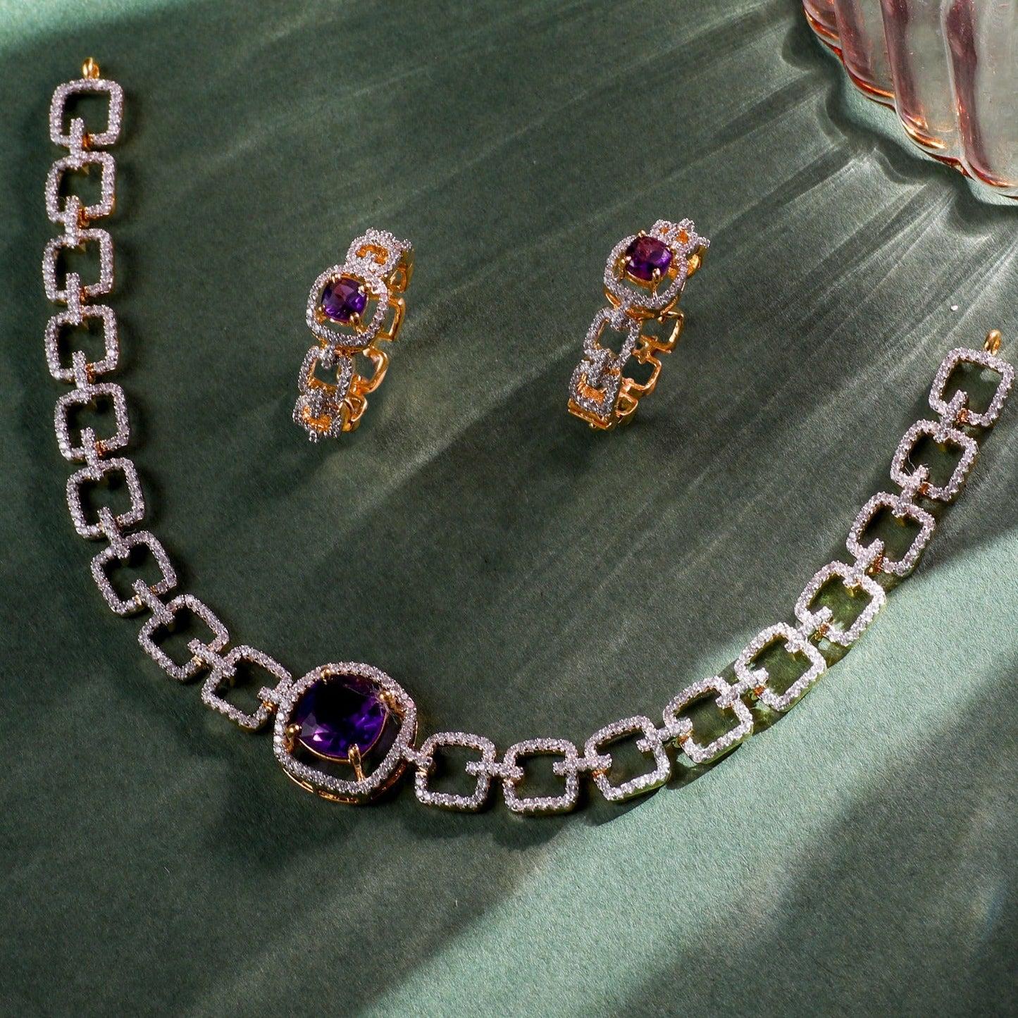 Blue Azure CZ Silver Choker Set