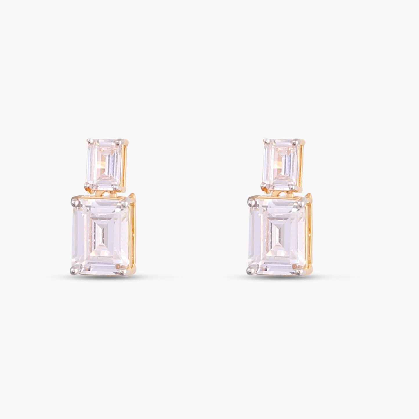 Cascading Emerald cut CZ Silver Necklace Set