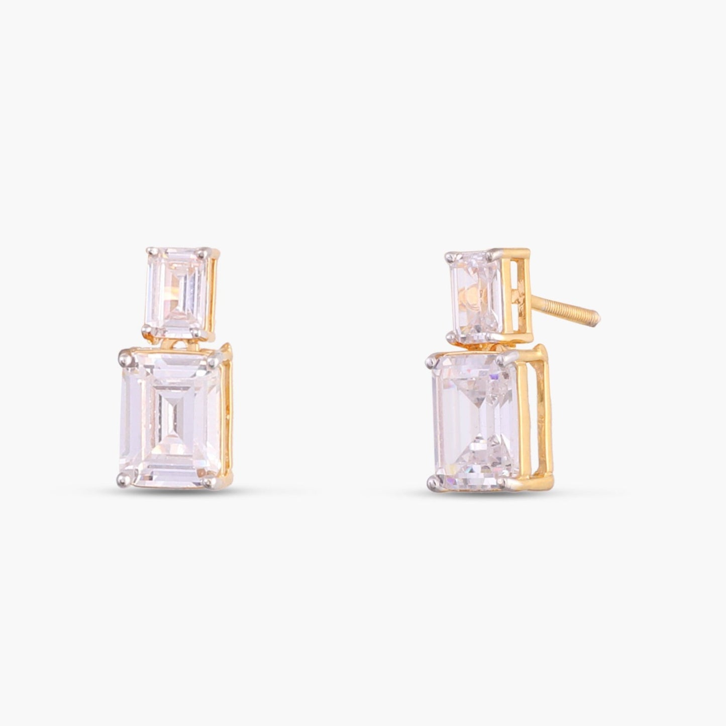 Cascading Emerald cut CZ Silver Necklace Set