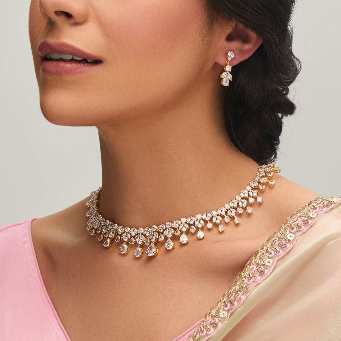 Stella CZ Silver Necklace Set