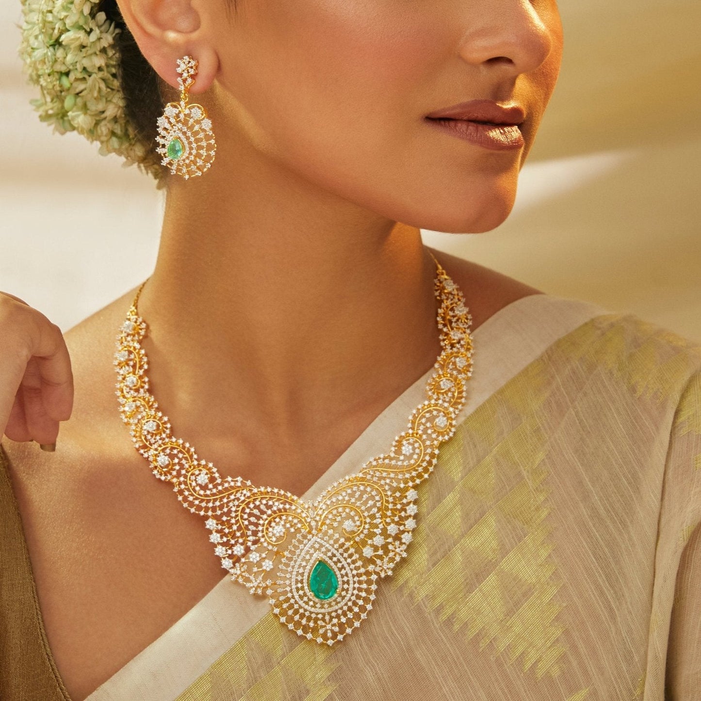 Tara Silver CZ Necklace set