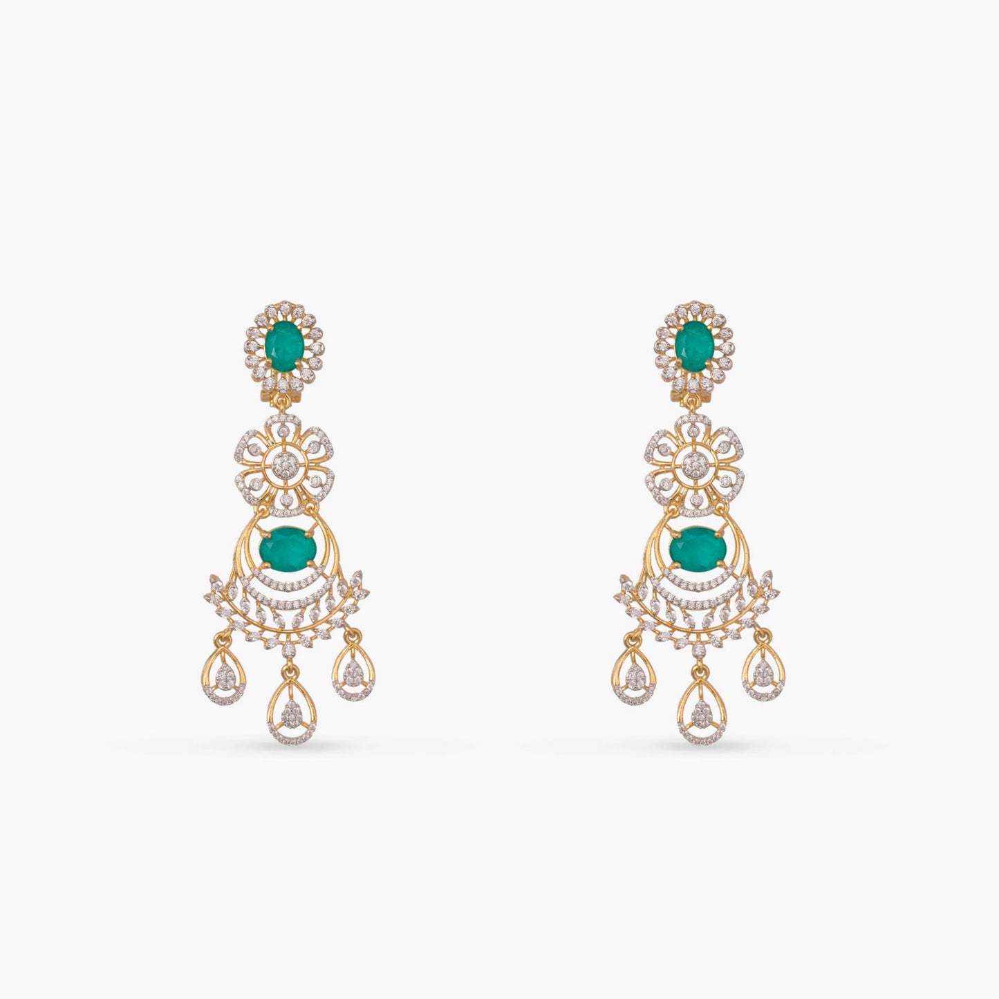Pushpa Floral Layered CZ Silver Necklace Set