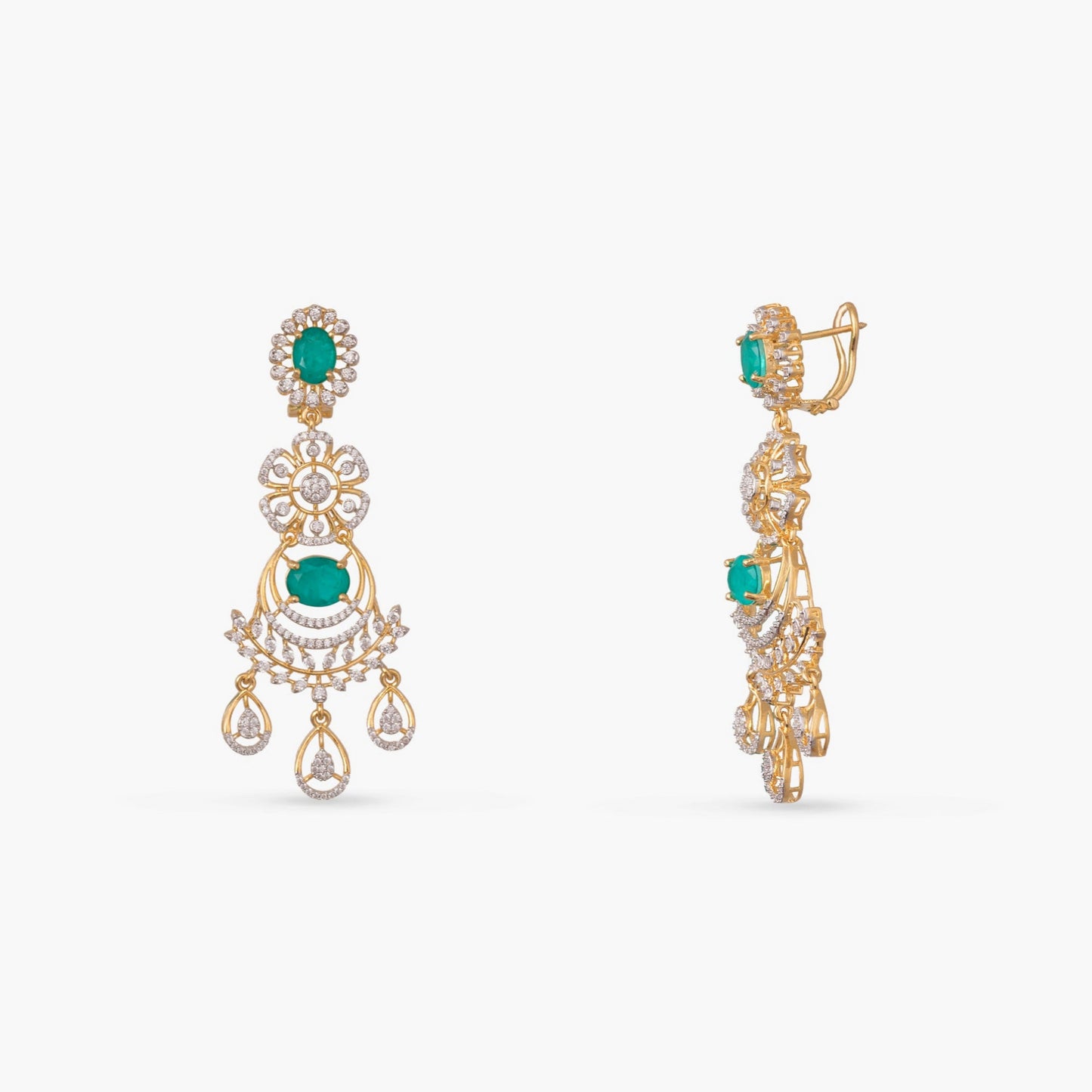 Pushpa Floral Layered CZ Silver Necklace Set