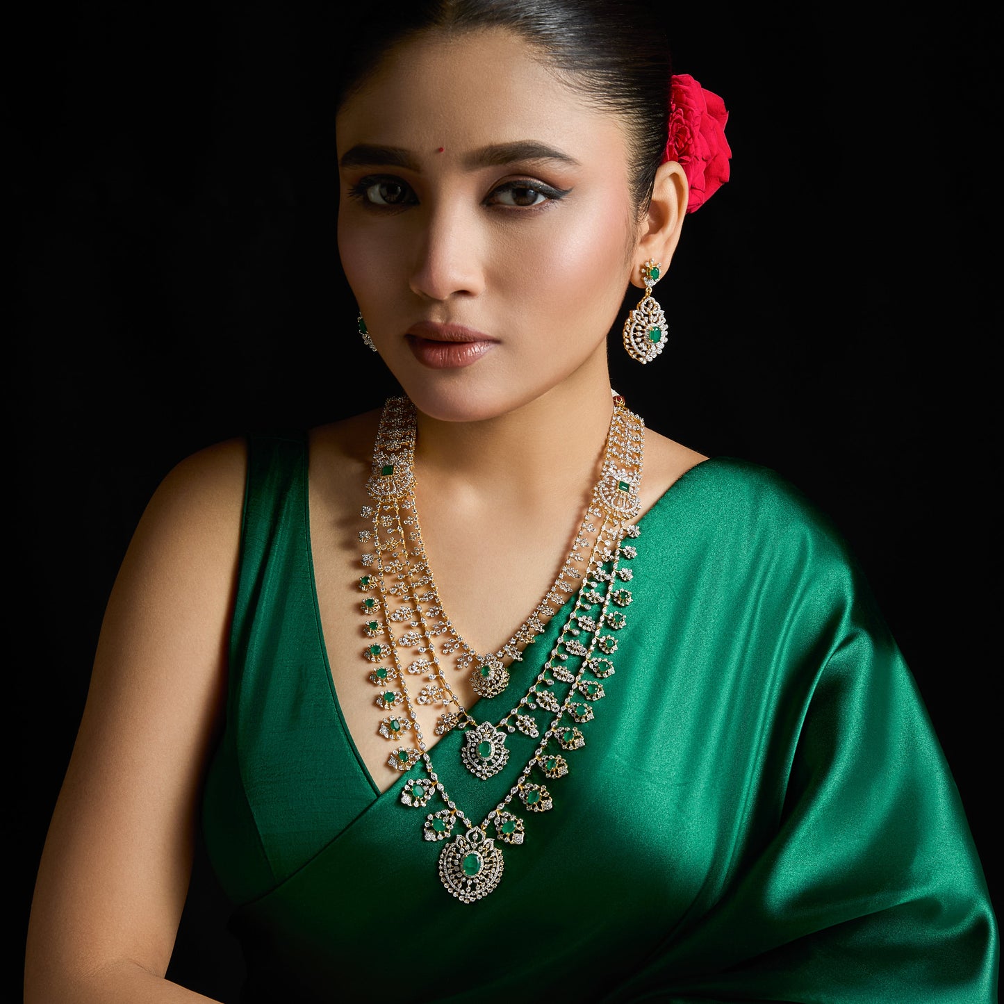 Aarika Layered CZ Silver Necklace Set