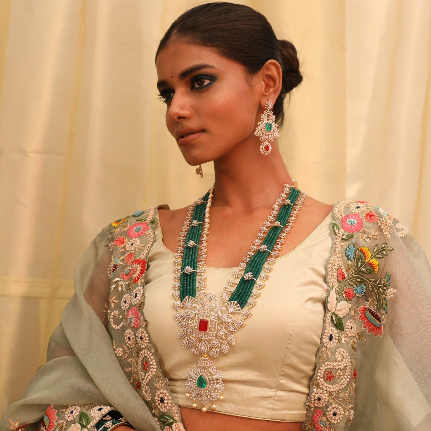Ishani CZ Silver Bridal Set