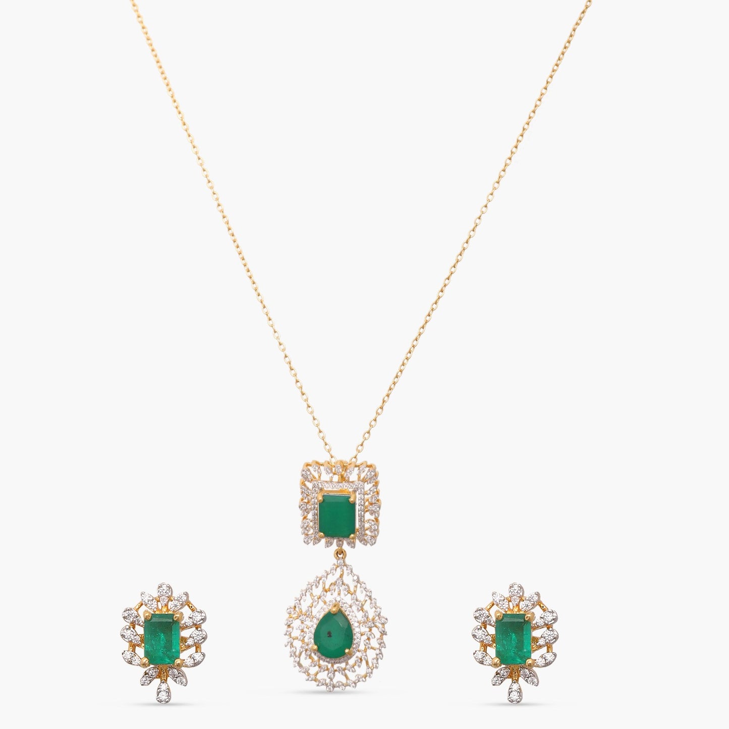Verda CZ Silver Pendant Set