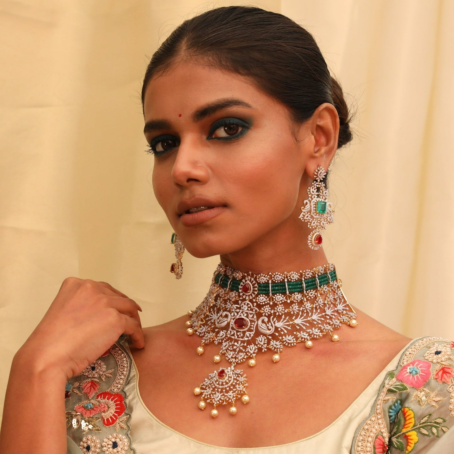 Ishani CZ Silver Bridal Set