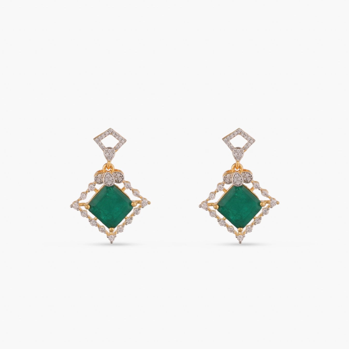 Emerald Sparkle CZ Silver Pendant Set